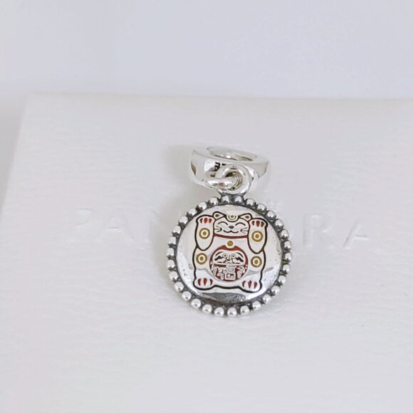 Pandora China Japanese Maneki Neko Cat Good tune Dangle Charm Bead S925 Silver - Picture 6 of 8